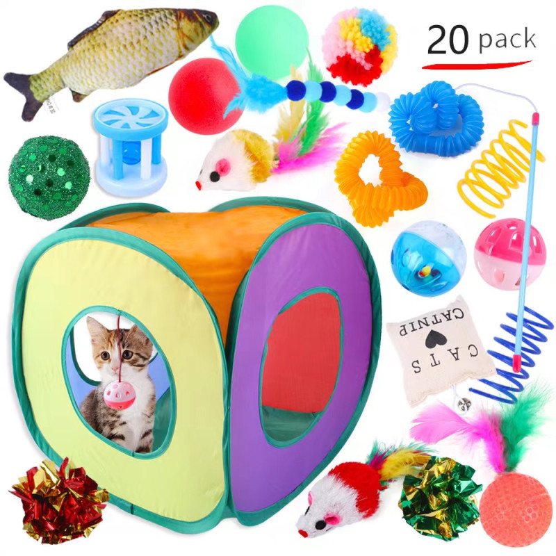 Cat Camp Toy Pack - 20 counts (with storage basket)