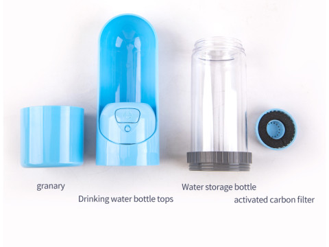Bouteille d'eau portable 2 en 1 pour animaux avec récipient de nourriture et distributeur d'eau